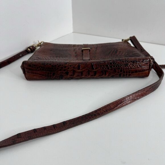 Brahmin Pecan All Day Melbourne Crocodile Embossed Leather Crossbody Bag * Read - Picture 3 of 9